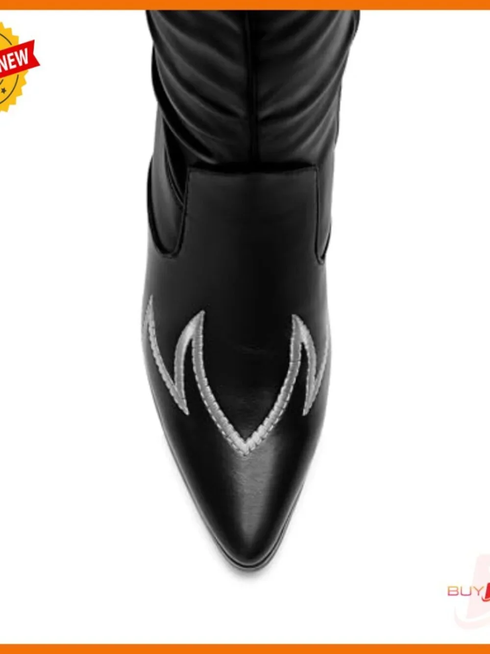 Women's Over the Knee Boots Slouchy Pointed Toe Embroidered Heeled